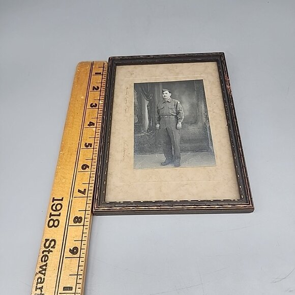 vintage ww2 photograph 3.5x4" Framed Glass Signed On Back - Picture 2 of 11